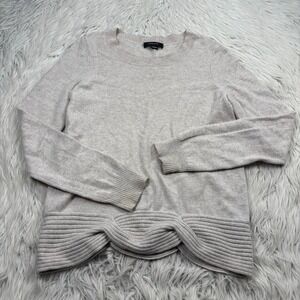 Christopher Fischer Women's M Biege Cashmere Sweater Knotted Ribbed Hem